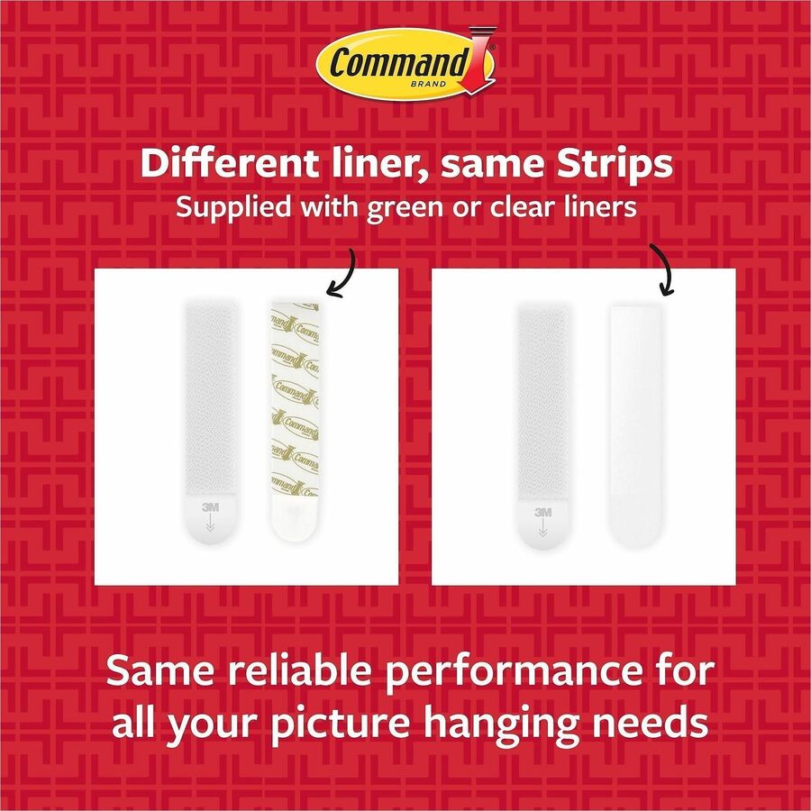 Command Hanging Strip - 19.84 lb (9 kg) Capacity - for Apartment, Art, Board, Clock, Concrete, Decoration, Dorm, Frame, Home, Mirror, Office, ... - White - 1 Pack
