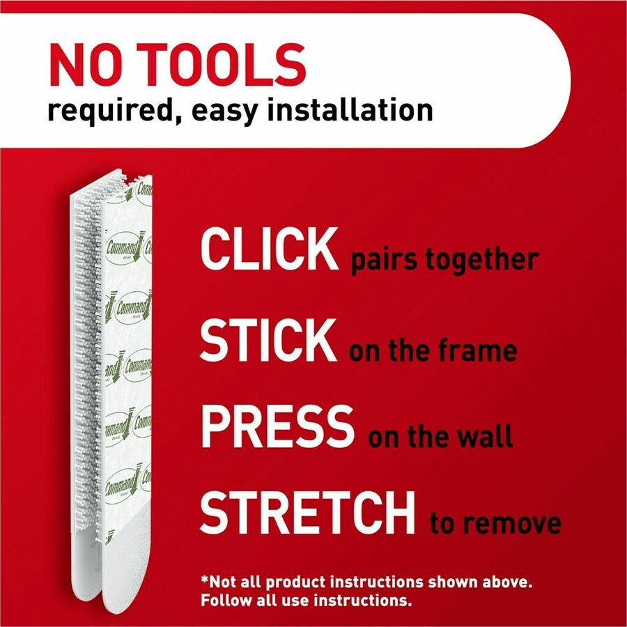 Command Hanging Strip - 19.84 lb (9 kg) Capacity - for Apartment, Art, Board, Clock, Concrete, Decoration, Dorm, Frame, Home, Mirror, Office, ... - White - 1 Pack