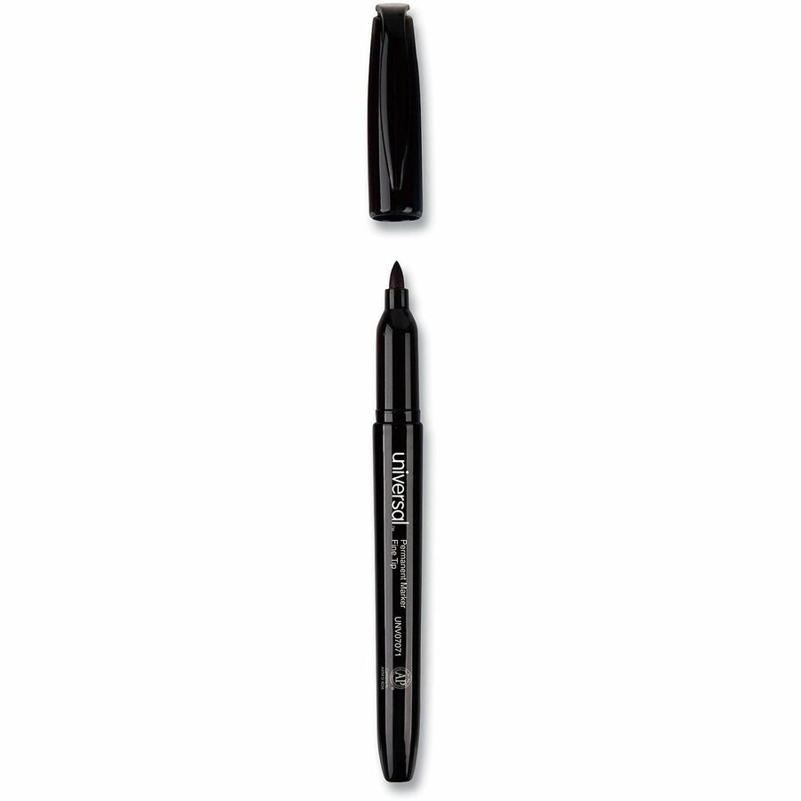 Universal Pen-Style Permanent Marker Value Pack, Fine Bullet Tip, Black, 36/Pack - Bullet, Fine Marker Point - Black Ink - General Purpose - 36 / Pack
