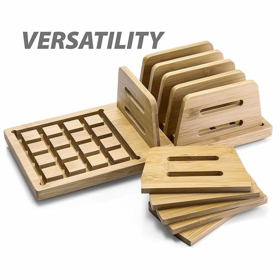 Officemate Bamboo Small File Sorter - 9 Compartment(s) - 3.80" Height x 13" Width x 5.90" Depth - Stackable - Adjustable Compartment, Stackable, Durable - Natural Wood Grain - Bamboo - 1 Each