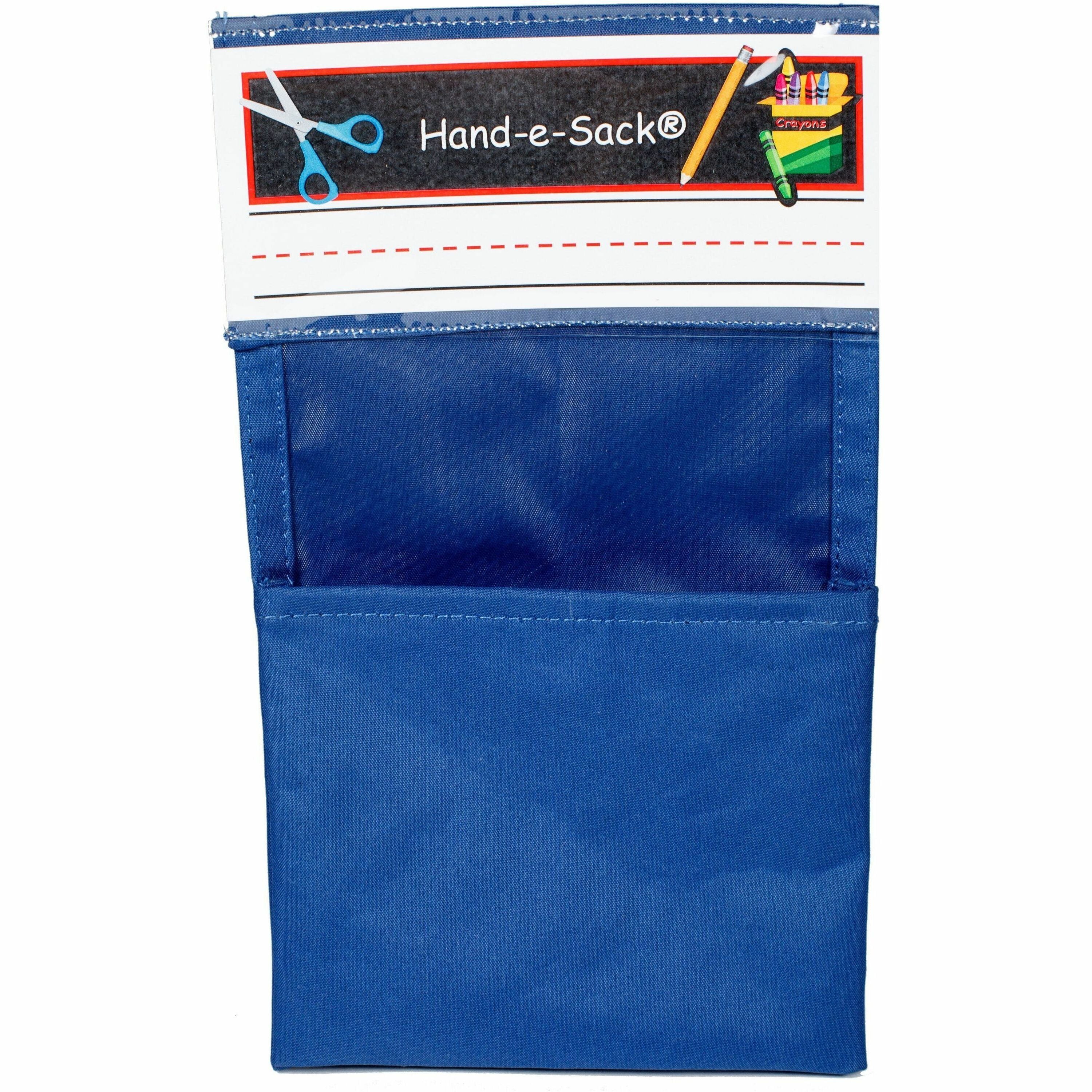 Seat Sack Hand-e-Sack Storage Pouches - Desk - Hook & Loop Closure, Interlockable, Storage Space, Tear Resistant, Adhesive - Blue - 100 / Carton