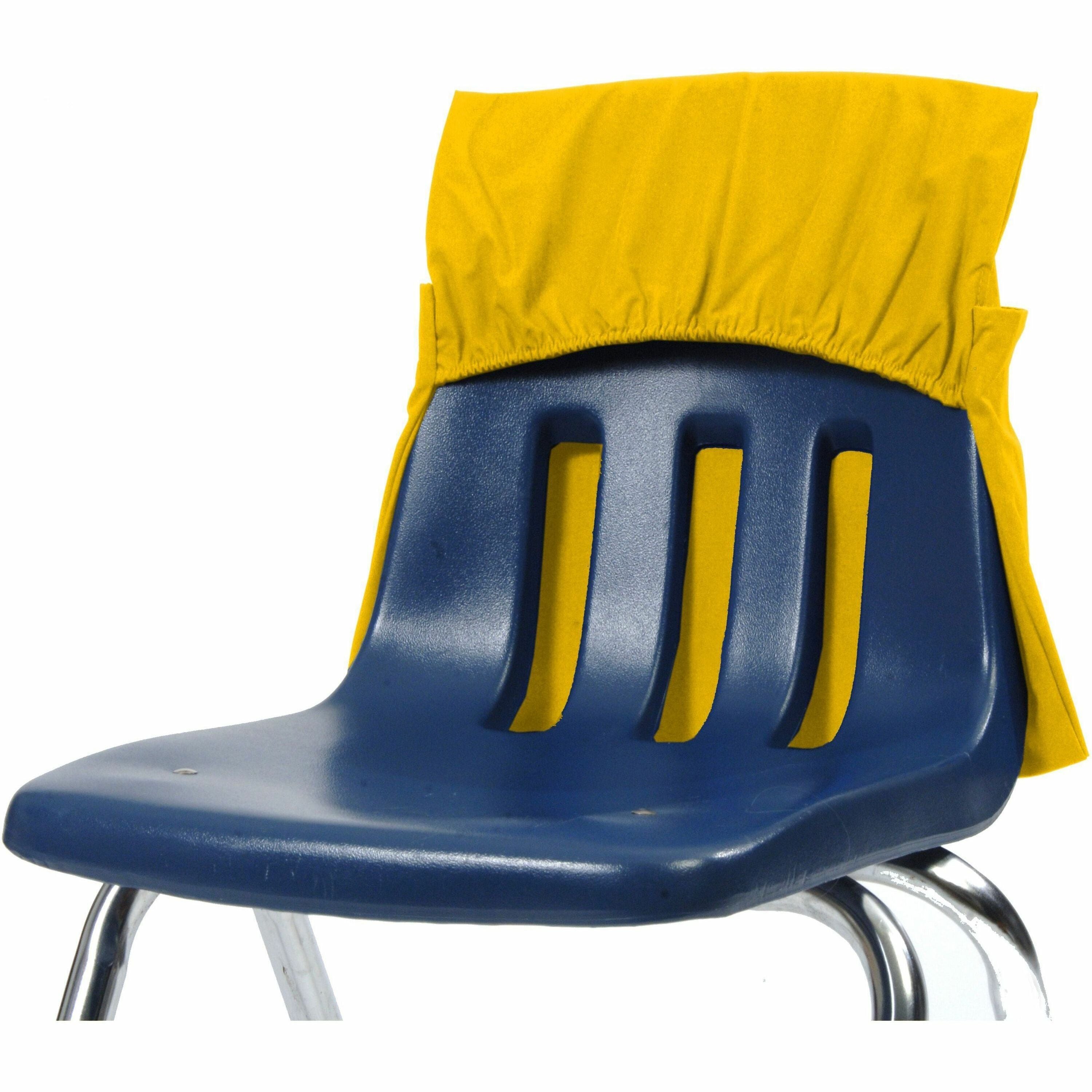 Seat Sack One-Pocket Seat Sacks with Elastic Back - 1 Pocket(s) - 17" Width x 2" Depth - Chair - Elastic, Expandable, Washable, Durable - Yellow - Plastic, Poly Cotton, Laminate - 1 Carton