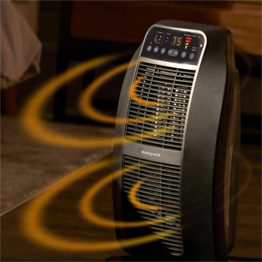 Honeywell Heat Genius Ceramic Portable Heater, HCE840B - Ceramic - Electric - 6 x Heat Settings - Timer - Room - Portable - Black
