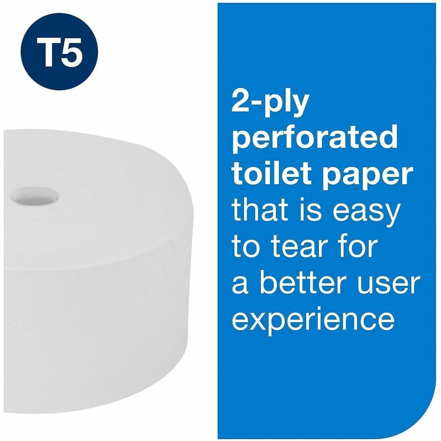 TORK OptiServe High Capacity Coreless Toilet Paper White T5 - 2 Ply - 3.70" Width x 500 ft Length - White - 1500 Sheets - 18 / Carton