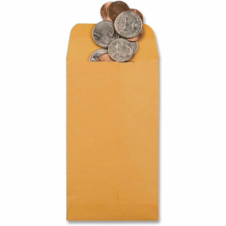 TOPS Kraft Coin / Small Parts Envelopes - Coin - #6 - 3 3/8" Width x 6" Length - 28 lb - Gummed Flap - Brown - Kraft - 500 / Box