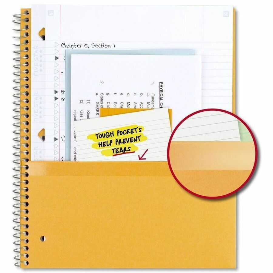 Five Star Subject Spiral Notebook - 1 Subject(s) - 100 Pages - Printed - Twin Wirebound - Letter - 8 1/2" x 11" Sheet Size - Amethyst Purple Plastic, Black, White Cover - Double Sided Sheet, Bleed Resistant, Ink Resistant, Perforated, Easy Tear, Pocket...