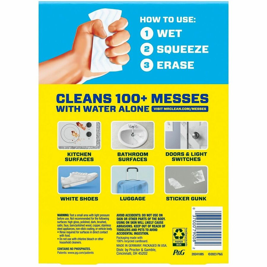 Mr. Clean Magic Eraser Pads - For Multipurpose, Multi Surface - Pad - Recommended For: Grime Remover, Dirt Remover, Permanent Marker Remover, Stain Remover, Scuff Mark Remover - Sturdy, Built-In Scrubber, Strong - Blue