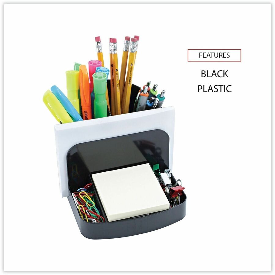 Universal Deluxe Message Center, 6 Compartments, Plastic, 5.5 x 6.75 x 5, Black - 6 Compartment(s) - 5" Height x 5.50" Width x 6.75" Depth - Black - Plastic - 1 Each