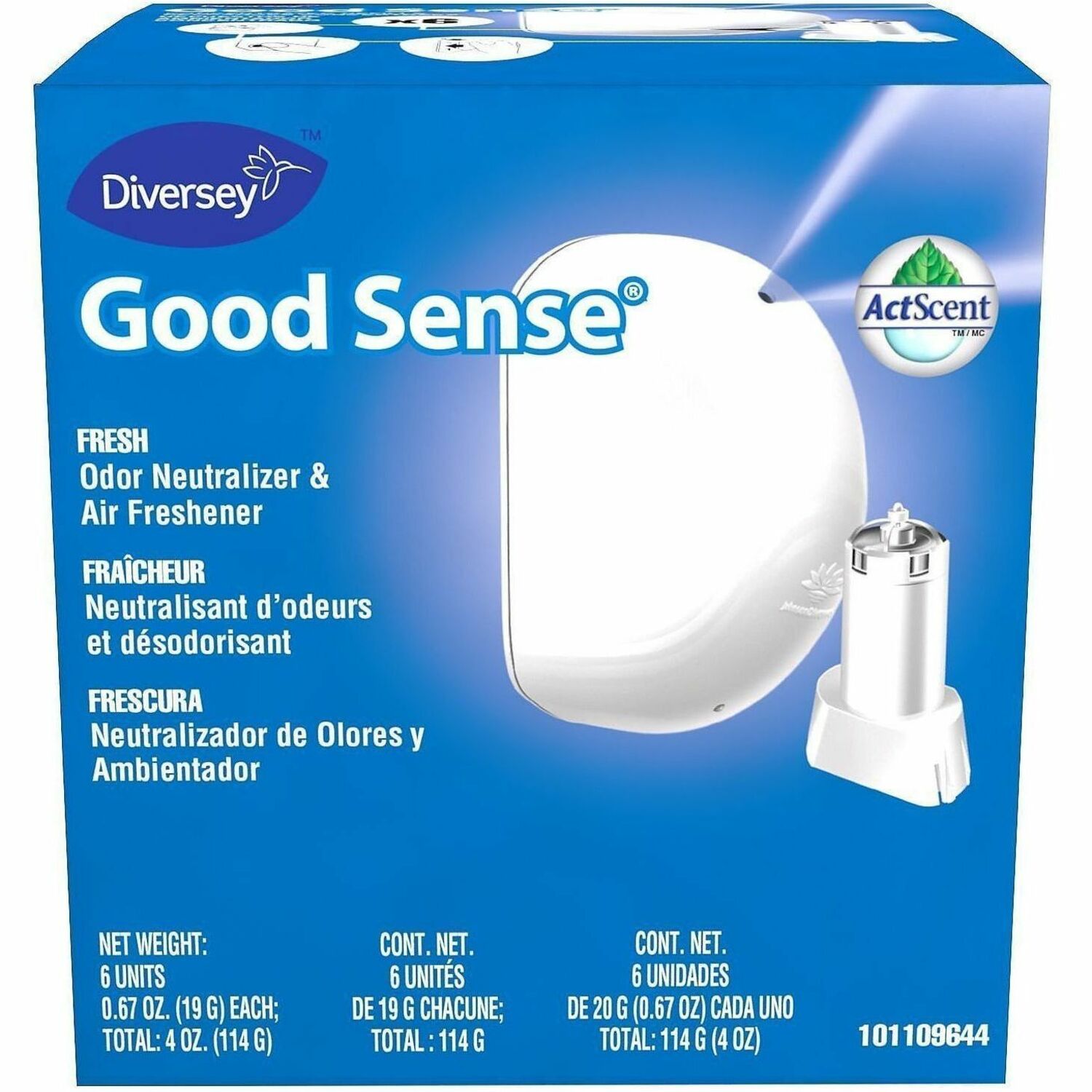 Diversey Good Sense Automatic Spray System - Cartridge - 0.67 oz - Fresh - Odor Neutralizer, Long Lasting, Wall Mountable - 12 / Carton