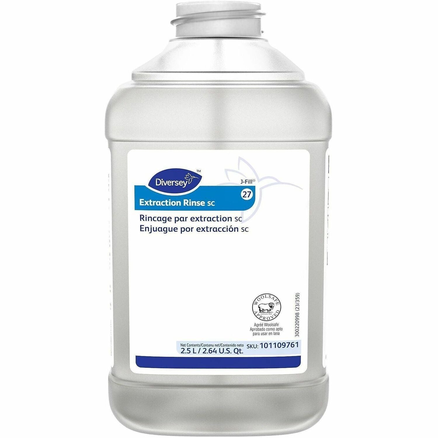 Diversey Carpet Extraction Rinse - For Wool, Carpet - Concentrate - Liquid - 84.5 fl oz (2.6 quart) - 3.24 to 4.24 pH - Fruity Floral, Fruity Scent - Recommended For: Residue Remover, Hard Water Deposit Remover, Salt Remover - Versatile, Residue-free, ...