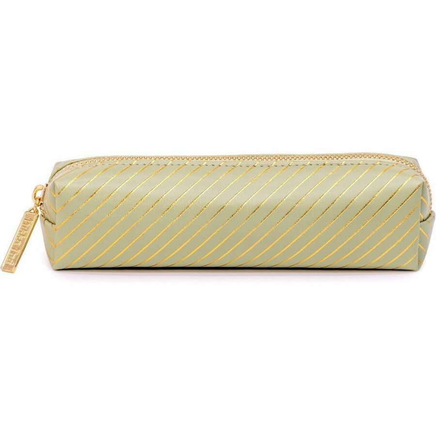 Pukka Pads Haze Carrying Case Pencil - Green - Vegan Leather, Faux Leather, Synthetic Leather Body - Holographic Geometric Gold, Gold Foil, Classy Geometric - 2" Height x 7.9" Width - 1 Each