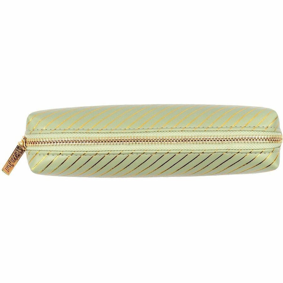 Pukka Pads Haze Carrying Case Pencil - Green - Vegan Leather, Faux Leather, Synthetic Leather Body - Holographic Geometric Gold, Gold Foil, Classy Geometric - 2" Height x 7.9" Width - 1 Each