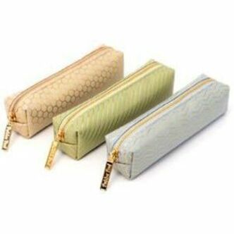 Pukka Pads Haze Carrying Case Pencil - Green - Vegan Leather, Faux Leather, Synthetic Leather Body - Holographic Geometric Gold, Gold Foil, Classy Geometric - 2" Height x 7.9" Width - 1 Each
