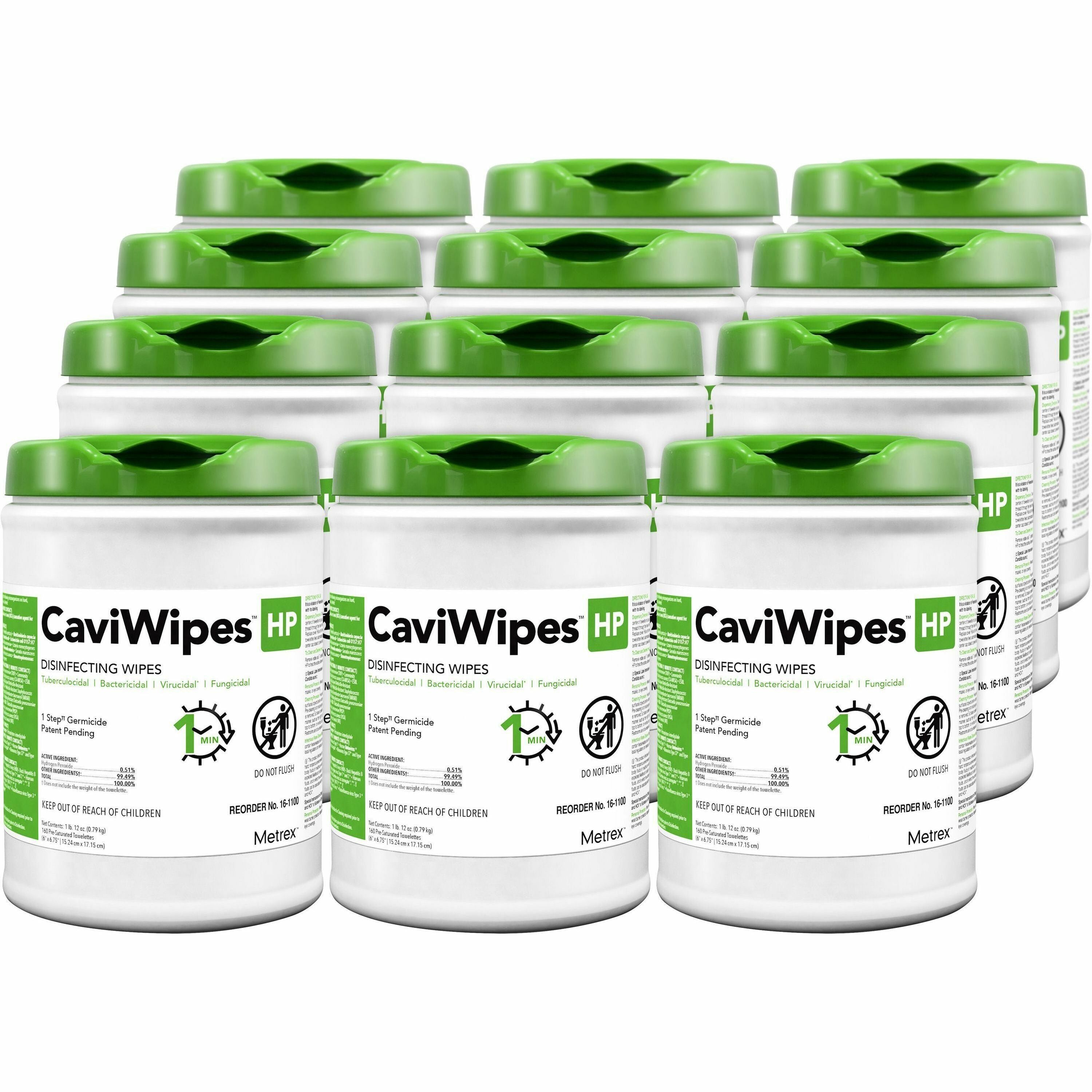 Metrex Caviwipes HP - Wipe - Disinfectant - White - 160/Pouch - 12 / Carton
