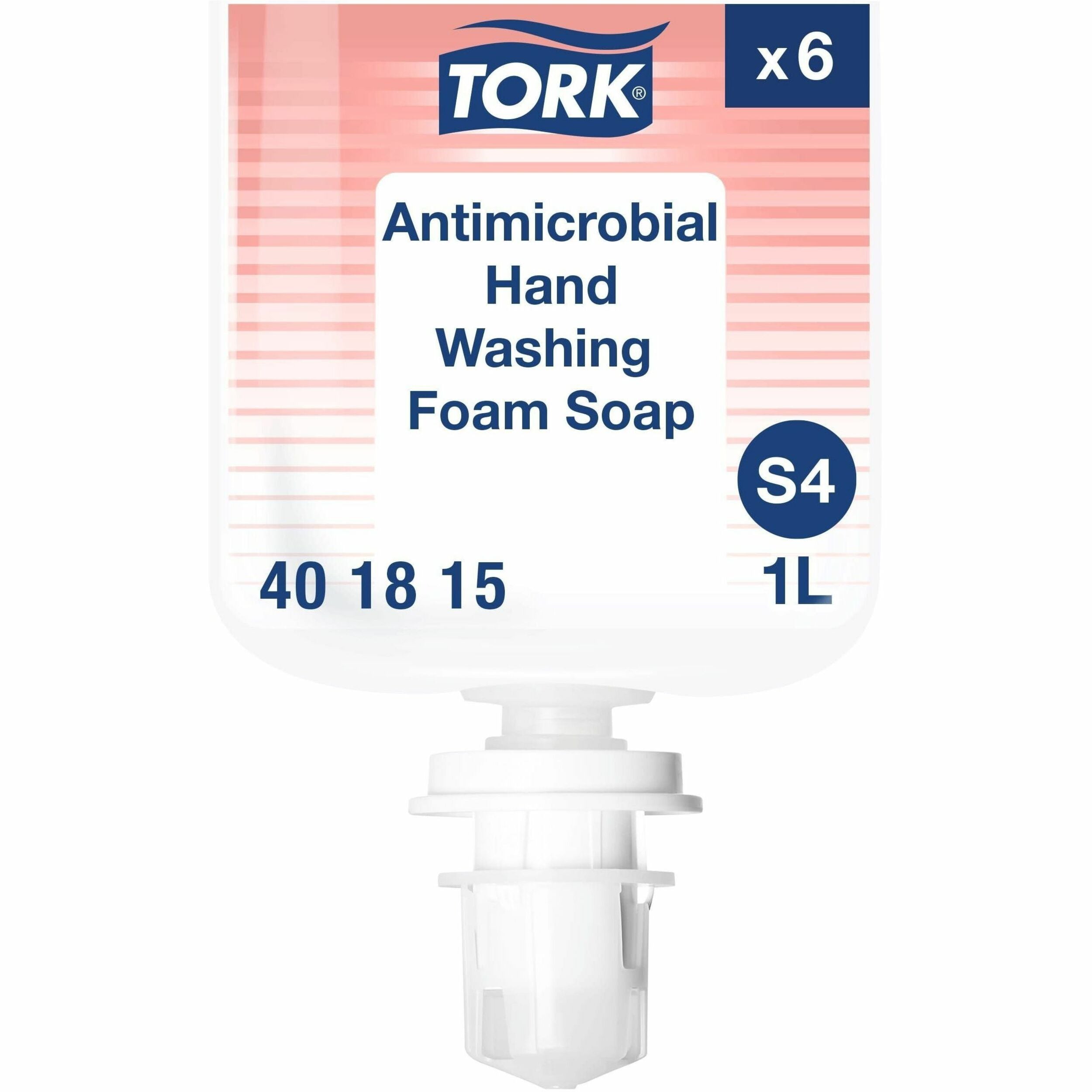 TORK Antimicrobial Hand Washing Foam Soap S4 - Fragrance-free Scent - 1.06 quart - Pump Dispenser - Kill Germs, Bacteria Remover - Hand, Food Handling, Healthcare - Moisturizing - Antibacterial - Hygienic, Dye-free - 6 / Case