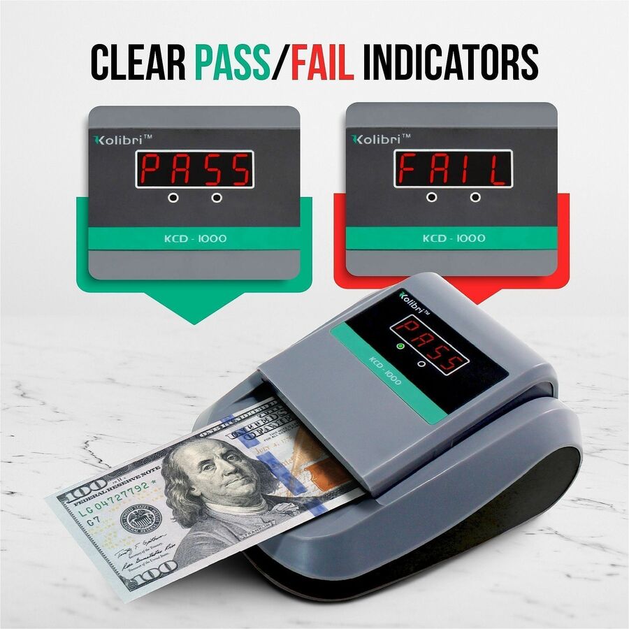 Cassida KCD-1000 Counterfeit Money Detector - Ultraviolet, Magnetic Ink, Infrared, Watermark - 0.5 Second - Gray - 1 Each