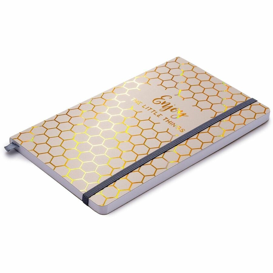 Pukka Pads Notebook - 1 Subject(s) - 96 Sheets - 192 Pages - Ruled Margin - 80 g/m² Grammage - A5 - 8 1/4" x 11" Sheet Size x 0.5" Width x 5.2" Length - Taupe Vegan Leather, Gold, Beige Cover - Elastic Closure, Ghost Resistant, Bleed Resistant, Ac...