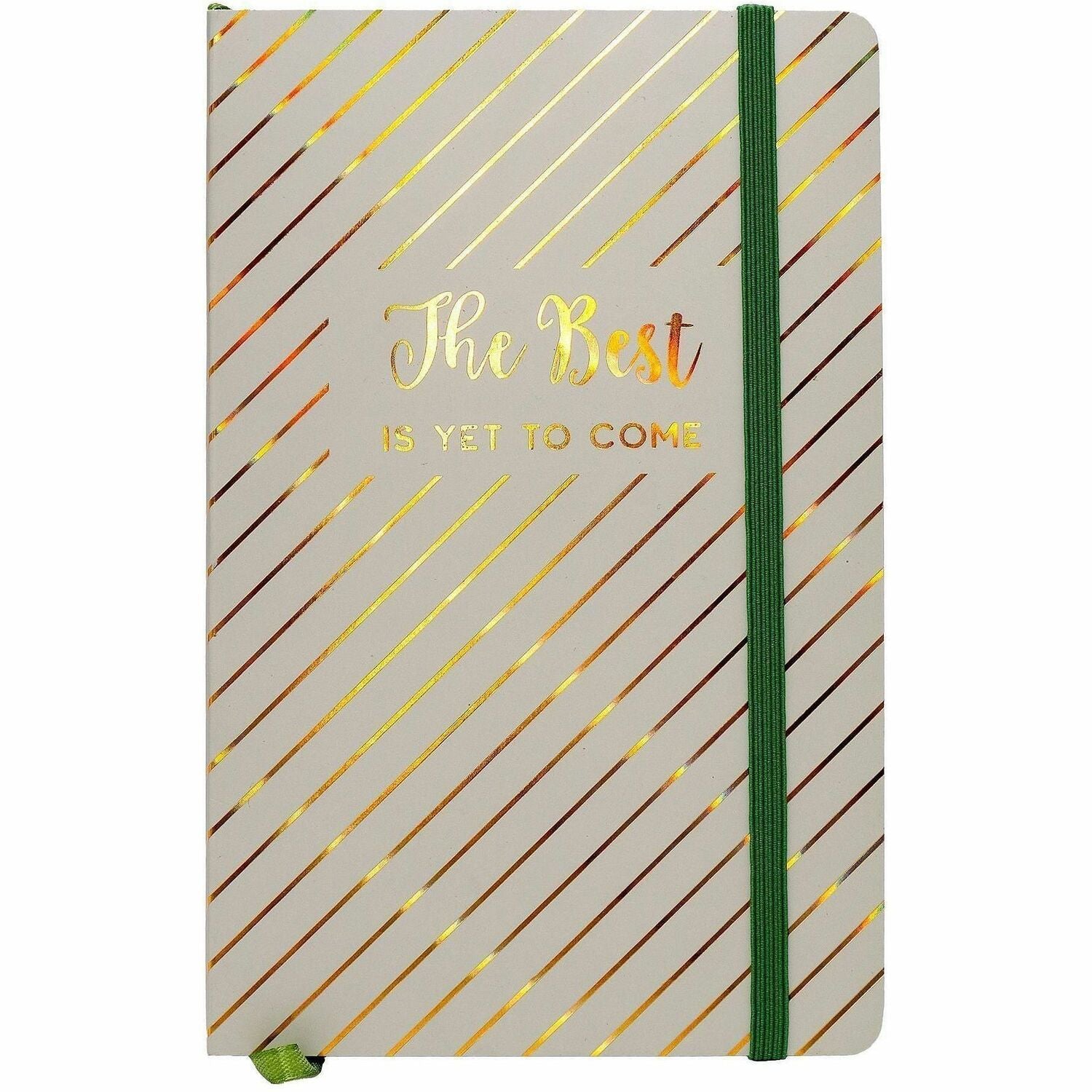 Pukka Pads Notebook - 1 Subject(s) - 96 Sheets - 192 Pages - 80 g/m² Grammage - A5 - 5 7/64" x 8 1/5" Sheet Size x 0.5" Width x 5.2" Length - Green Vegan Leather, Gold Cover - Elastic Closure, Ghost Resistant, Bleed Resistant, Acid-free Paper - 3 ...