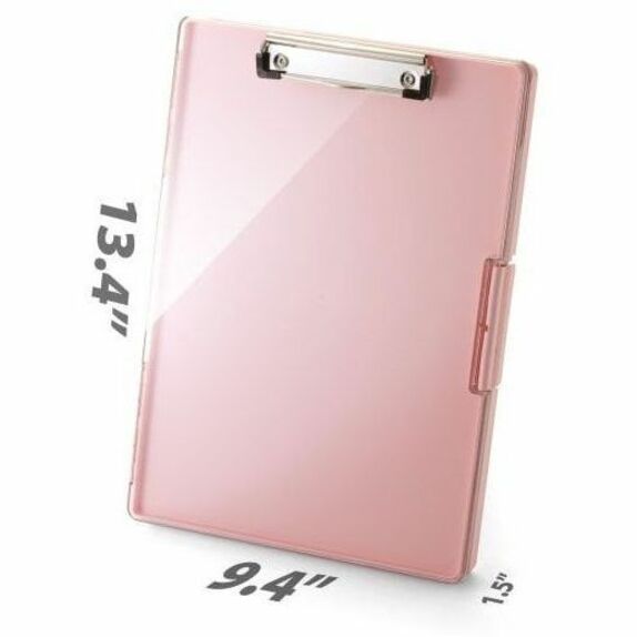 Officemate Clear View Storage Clipboard - Storage for Document, Paper - Plastic - Pink - 1 Each