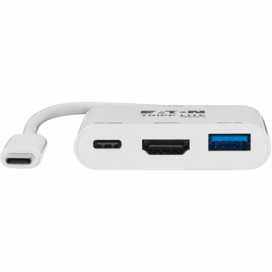 Tripp Lite series U444-06N-H4U-C3 HDMI/USB/USB-C Audio/Video Adapter - 1 x USB 3.2 (Gen 1) Type C - Male - 1 x HDMI Digital Audio/Video - Female, 1 x USB 3.2 (Gen 1) Type C - Female, 1 x USB 3.2 (Gen 1) Type A - Female - 4096 x 2160 Supported - Nickel ...