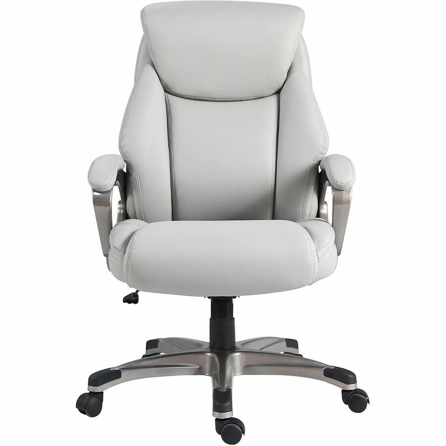 Lorell Kyros High-Back Executive Chair - Gray Seat Color - Polyurethane Seat Material - Gray Back Color - Polyurethane Back Material - High Back - Gray - Armrest - 1 Each