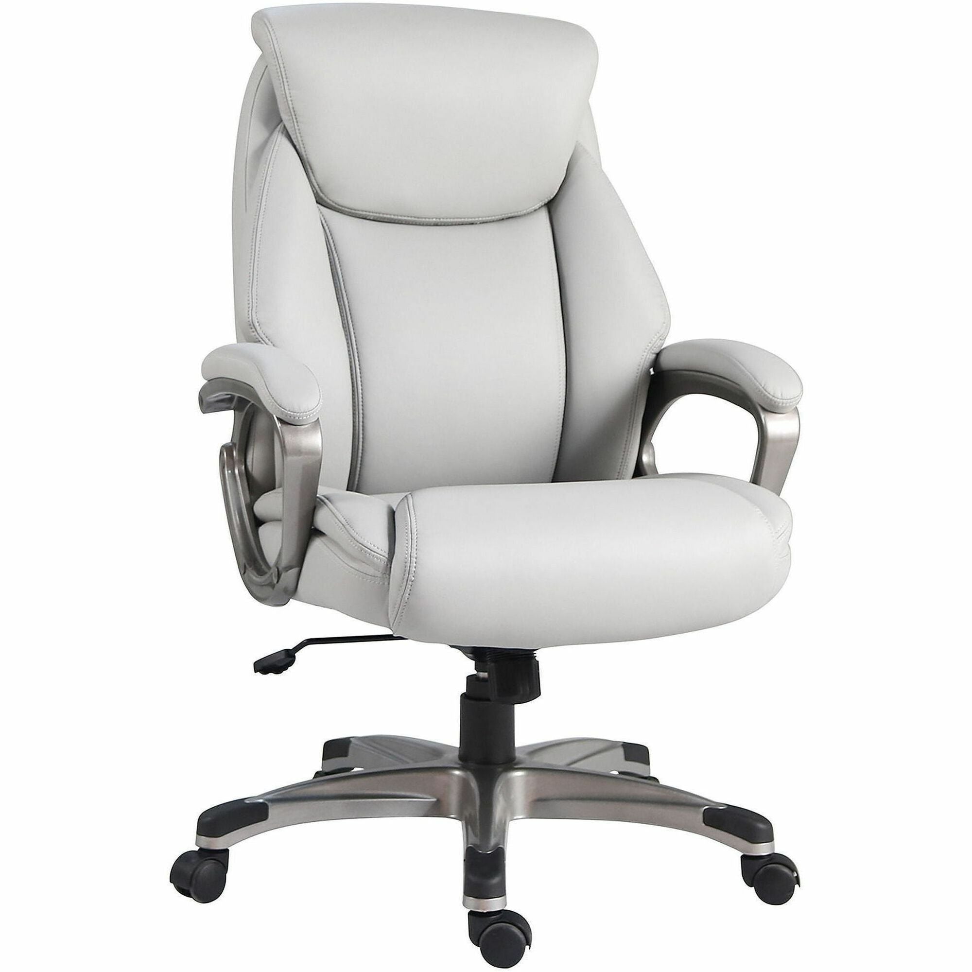 Lorell Kyros High-Back Executive Chair - Gray Seat Color - Polyurethane Seat Material - Gray Back Color - Polyurethane Back Material - High Back - Gray - Armrest - 1 Each