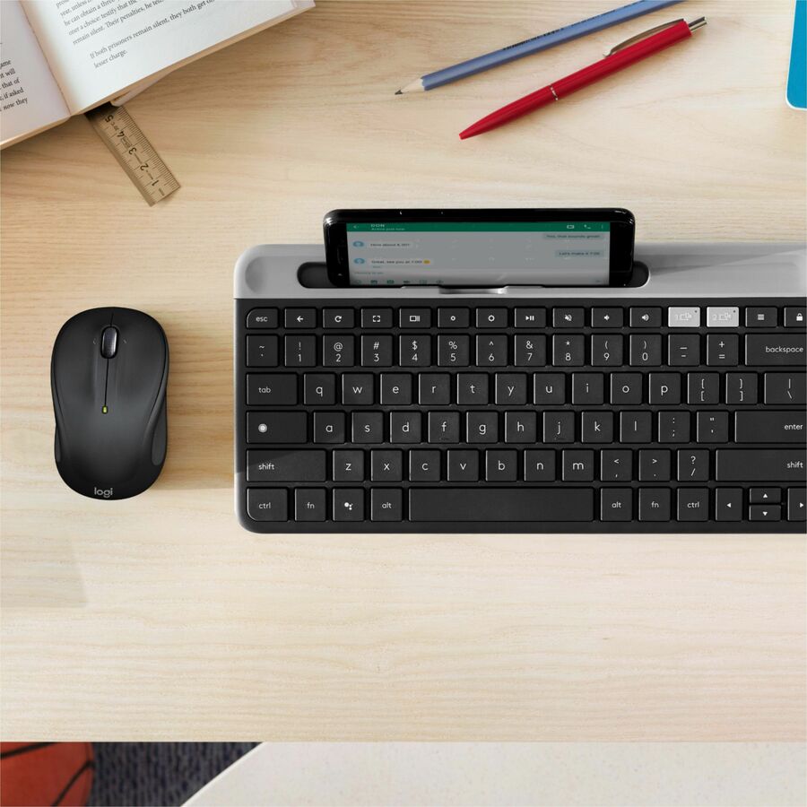 Logitech M325S Wireless Mouse - Optical - Wireless - 32.81 ft - Radio Frequency - 2.40 GHz - Black - USB - 1000 dpi - 4 Way Scroll - 5 Button(s) - Small Hand/Palm Size - Symmetrical - 1 x AA Battery Supported - 1 Each