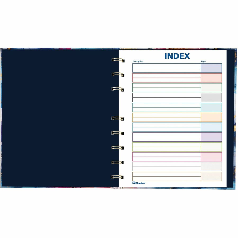 Blueline NotePro Notebook, Fashion Collection, 192 Pages, Midnight Floral - 192 Pages - Printed - Twin Wirebound - Ruled Margin - 9 1/4" x 7 1/4" Sheet Size - White Paper - Gold Binding - Midnight Floral Cover - Hard Cover, Flexible, Self-adhesive Tab,...