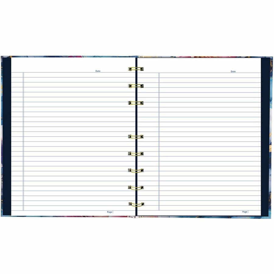 Blueline NotePro Notebook, Fashion Collection, 192 Pages, Midnight Floral - 192 Pages - Printed - Twin Wirebound - Ruled Margin - 9 1/4" x 7 1/4" Sheet Size - White Paper - Gold Binding - Midnight Floral Cover - Hard Cover, Flexible, Self-adhesive Tab,...