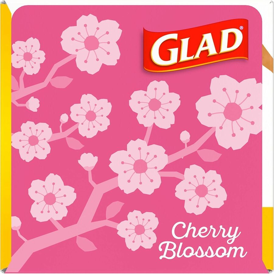 Glad Odorshield Cherry Blossom Trash Bags - Cherry Blossom - Small Size - 4 gal Capacity - 18" Length x 17" Width - Drawstring Closure - Pink - Garbage, Kitchen, Bedroom, Bathroom - 34 / Box