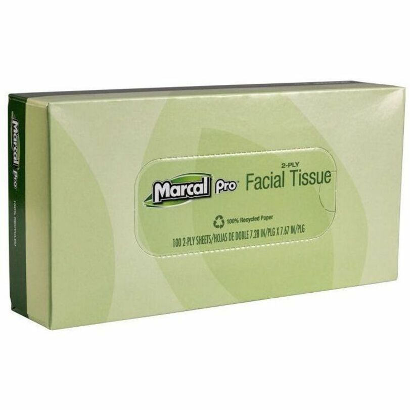 Marcal Recycled 2-Ply Facial Tissues - 2 Ply - WhiteBox - 100 Sheets/Box - 30 / Carton