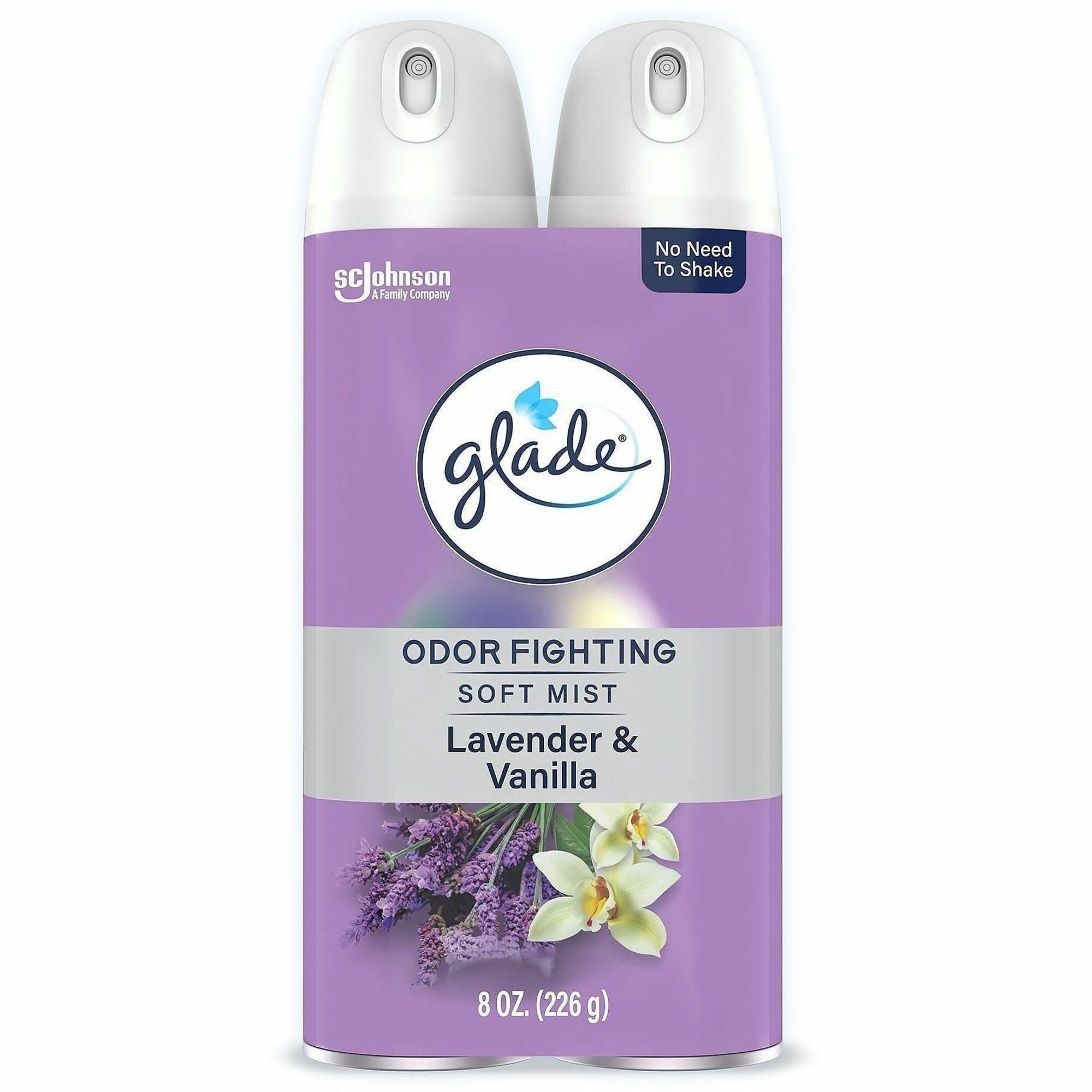 Glade Air Freshener Spray - Aerosol - 8.3 fl oz (0.3 quart) - Lavender, Vanilla - Odor Neutralizer, Ozone-safe, CFC-free - 2/Pack - 6 / Carton
