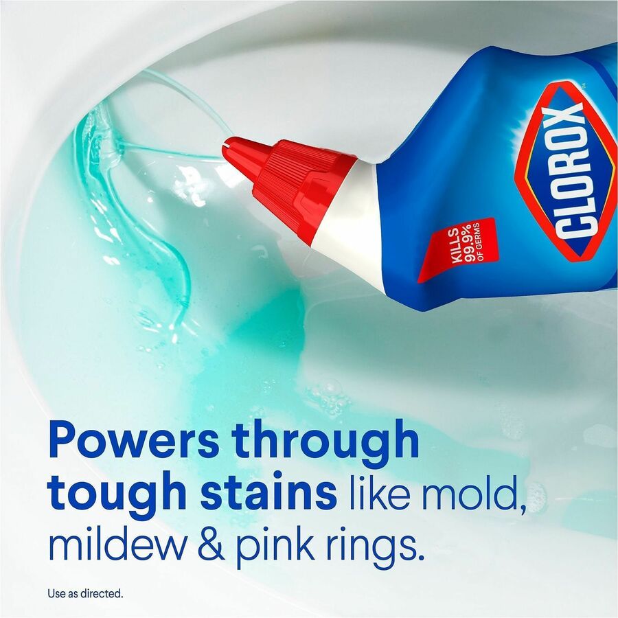 Clorox Toilet Bowl Cleaner with Bleach - For Toilet, Toilet Bowl - 24 fl oz (0.8 quart) - Rain Clean Scent - Recommended For: Stain Remover, Odor Remover, Bacteria Remover, Germs Remover, Mold Remover, Mildew Remover - Deodorize, Disinfectant, Phosphor...