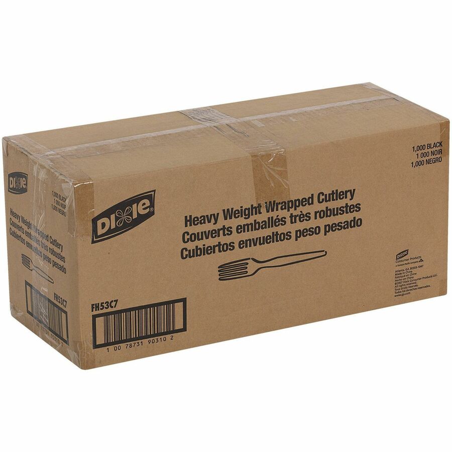 Dixie Cutlery Set - Fork - Fork - Food - Disposable - Plastic, Polypropylene - Black - 1000 / Case