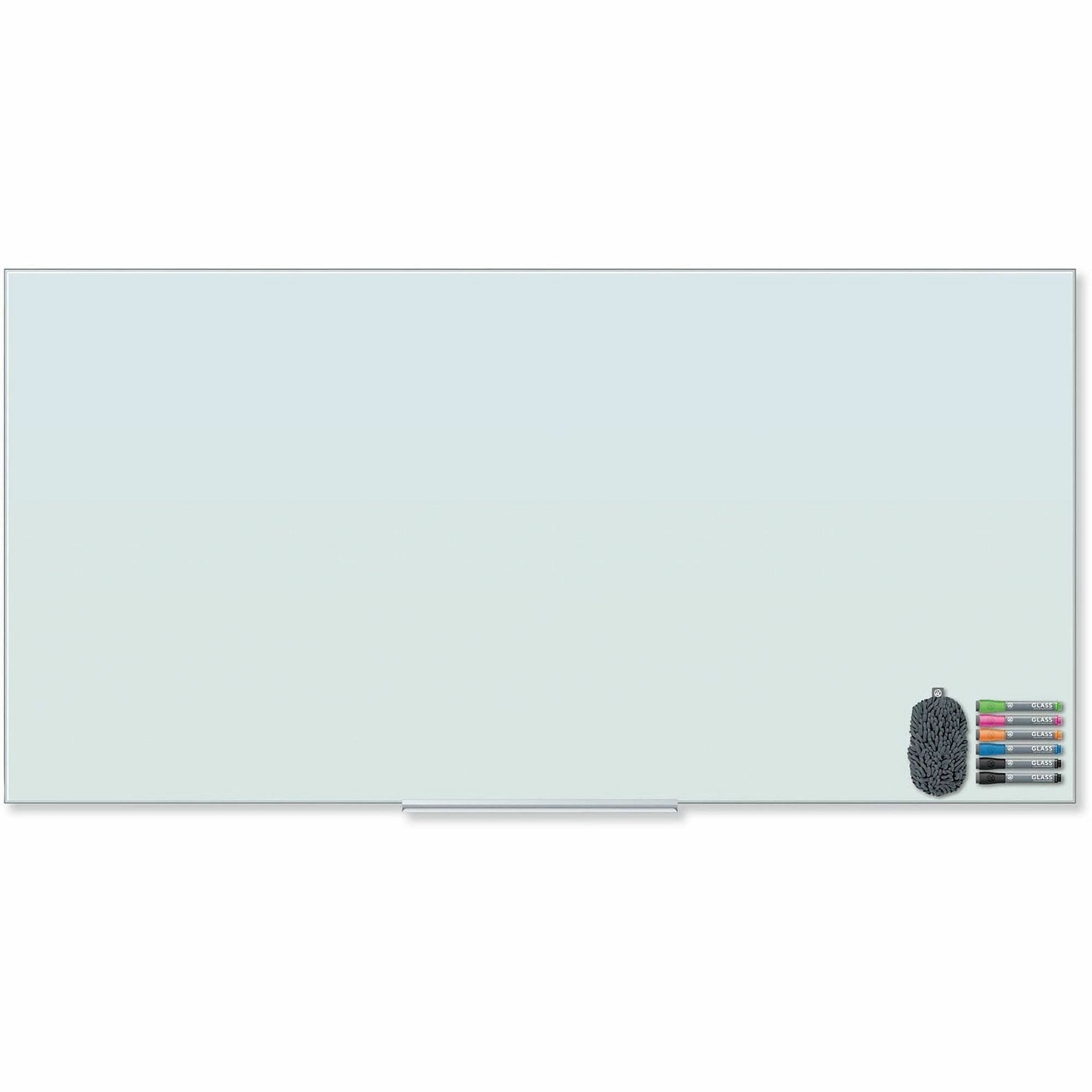 U Brands Dry Erase Board - 72" (6 ft) Width x 36" (3 ft) Height - White Glass, Tempered Glass Surface - Horizontal/Vertical - Frameless, Stain Resistant, Ghost Resistant - 1 Each