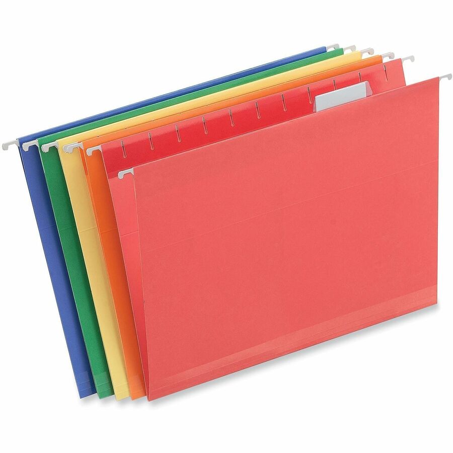 Universal 1/5 Tab Cut Letter Hanging Folder - 1" Expansion - Assorted Tab Position - 11 pt. - Stock - Assorted - 25 / Box