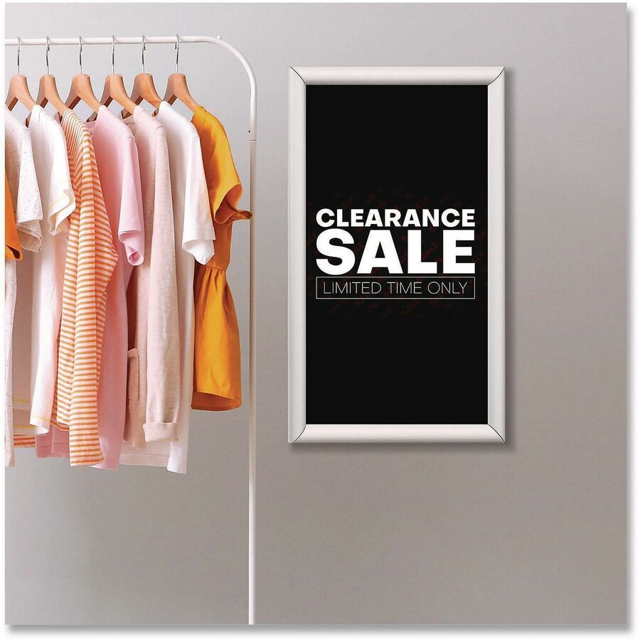 Universal Poster Frame - 11" x 17" Frame Size - Holds 17" x 11" Insert - Wall Mountable - Horizontal, Vertical - Sturdy - Aluminum - Silver - 1 Each