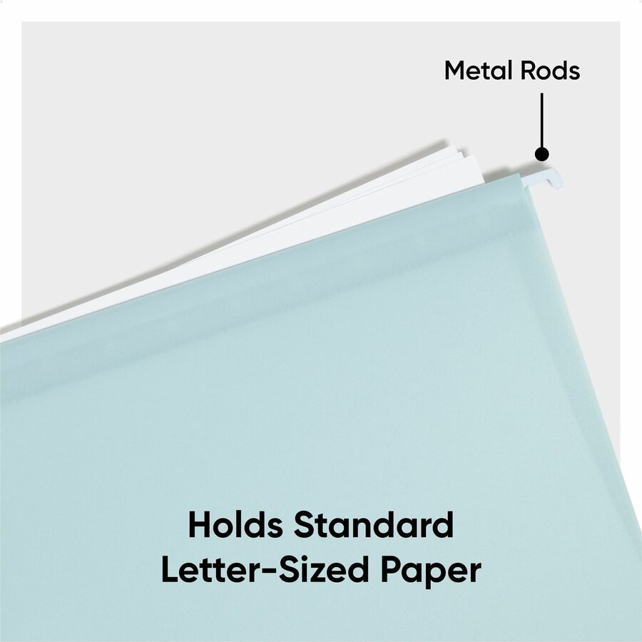 Smead 1/5 Tab Cut Letter Hanging Folder - 8 1/2" x 11" - 100 Sheets Capacity - 1/2" Expansion - Assorted Tab Position - Poly, Plastic, Metal - Assorted - Durable, Tear Resistant, Water Resistant, Tab, Coated Rod Tip - 12 / Pack