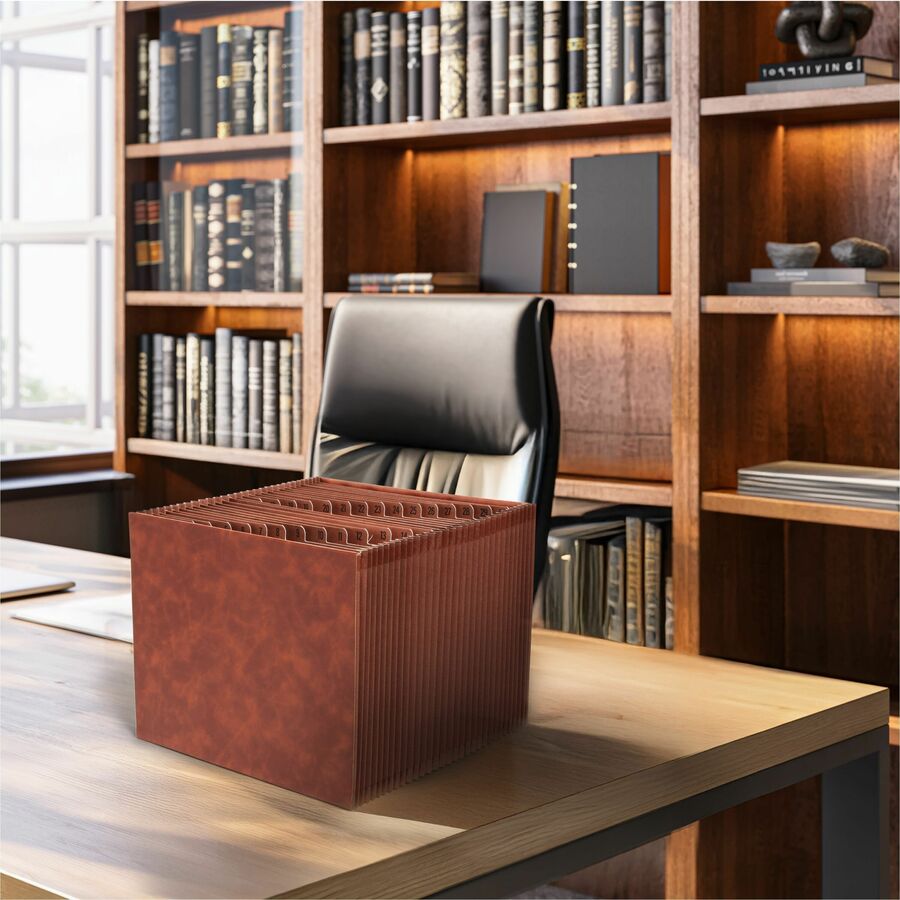 Smead TUFF Letter Expanding File - 8 1/2" x 11" - 6200 Sheets Capacity - 31 Pocket(s) - Top Tab Location - Assorted Tab Position - 30 Divider(s) - Vegan Leather - Brown - Durable, Reinforced Gusset, Reinforced Edges - 1 Each