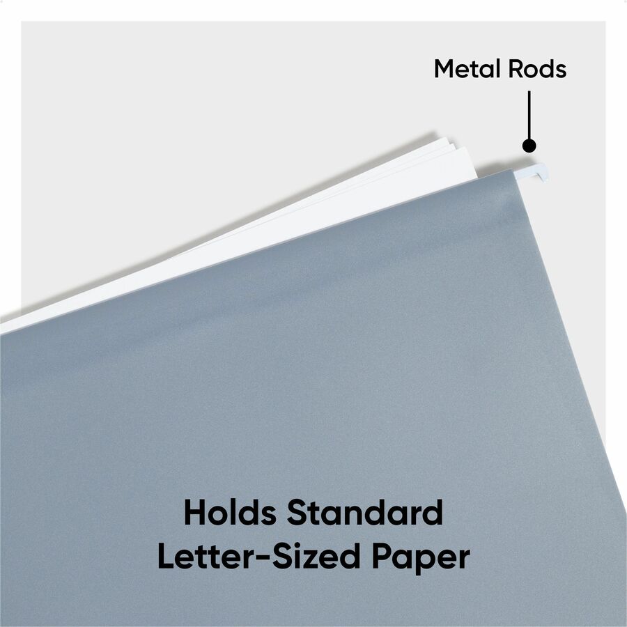 Smead 1/5 Tab Cut Letter Hanging Folder - 8 1/2" x 11" - 100 Sheets Capacity - 1/2" Expansion - Assorted Tab Position - Poly, Plastic, Metal - Assorted - Durable, Tear Resistant, Water Resistant, Tab, Coated Rod Tip - 12 / Pack
