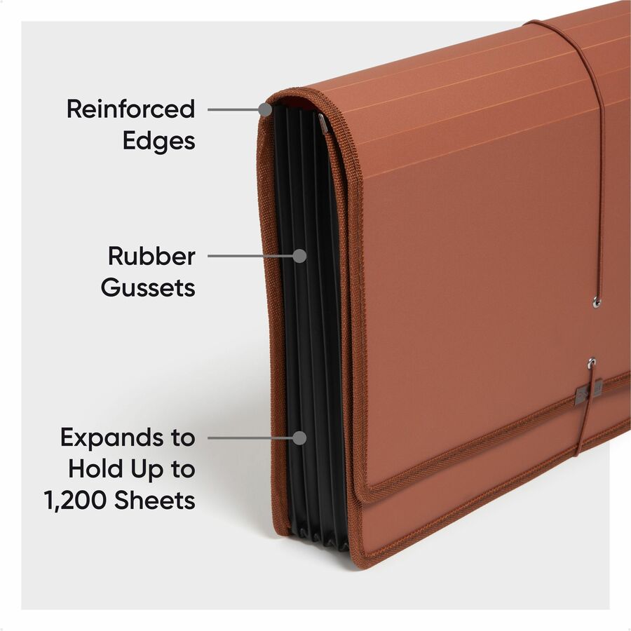 Smead TUFF Legal File Wallet - 8 1/2" x 14" - 1200 Sheets Capacity - 5 1/4" Expansion - Poly, Plastic, Rubber - Redrope - Durable, Tear Resistant, Water Resistant, Reinforced Edges, Reinforced Gusset, Card Holder - 1 Each