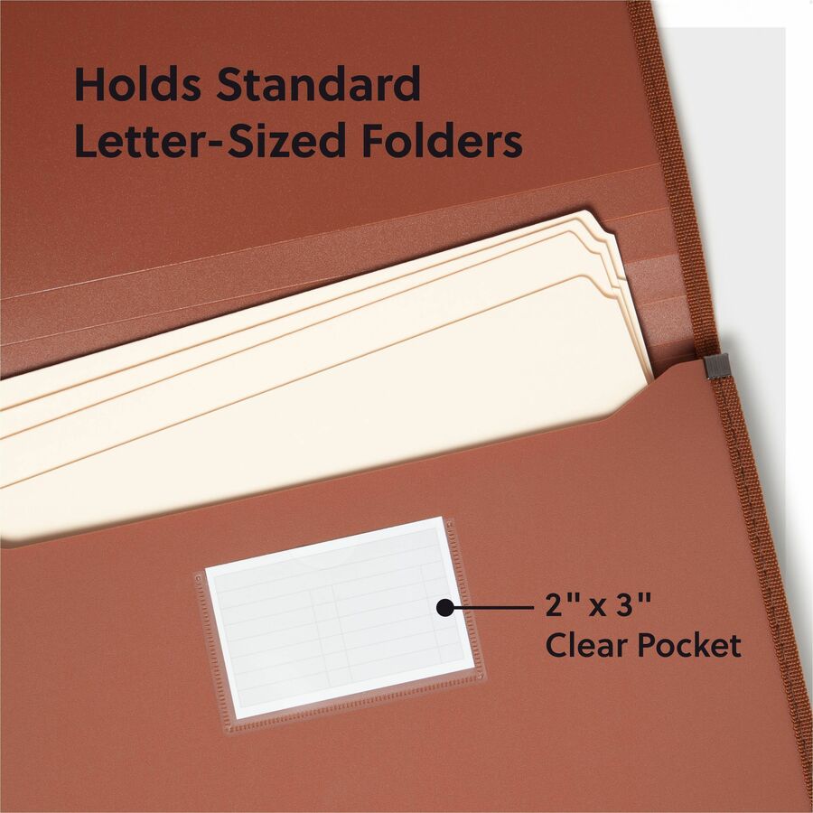 Smead TUFF Letter File Wallet - 8 1/2" x 11" - 1200 Sheets Capacity - 5 1/4" Expansion - Poly, Plastic, Rubber - Redrope - Durable, Tear Resistant, Water Resistant, Reinforced Edges, Reinforced Gusset, Card Holder - 1 Each
