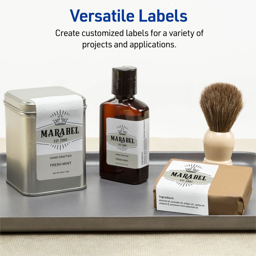 Avery Matte White Rectangular Labels - x 3" Width x 2" Length - Rectangle - Inkjet, Laser - Matte - Matte White - Print-to-the Edge, Jam Resistant, Smudge Resistant, Easy Peel - 8 / Sheet - For Label Printer - 200 / Pack