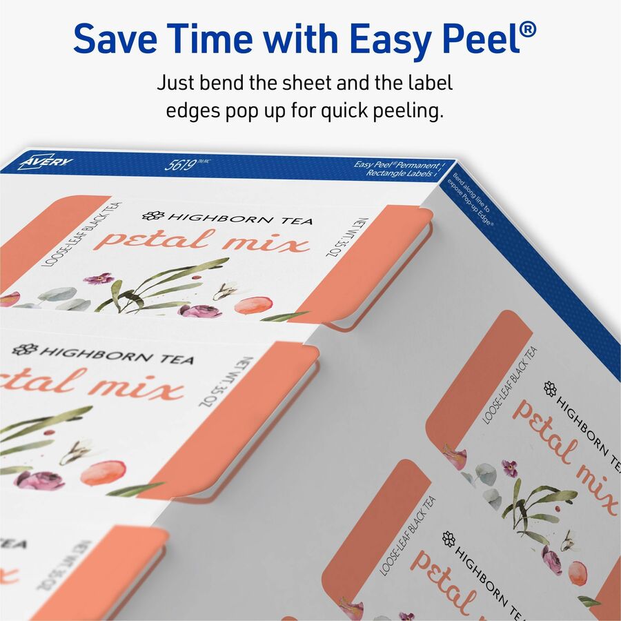 Avery Matte White Rectangular Labels - x 3" Width x 2" Length - Rectangle - Inkjet, Laser - Matte - Matte White - Print-to-the Edge, Jam Resistant, Smudge Resistant, Easy Peel - 8 / Sheet - For Label Printer - 200 / Pack