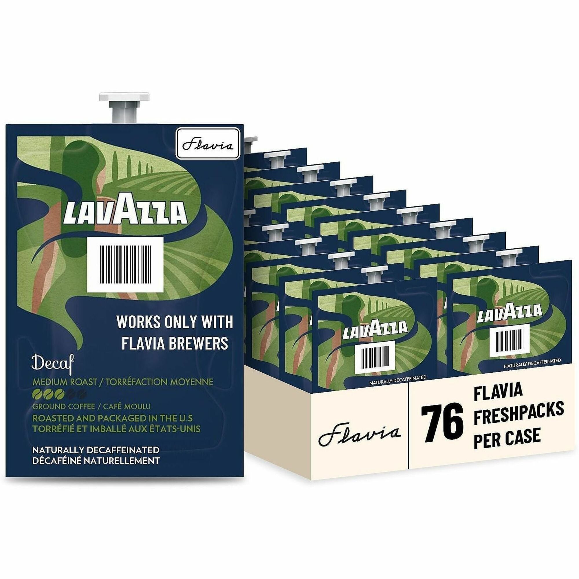 Flavia Freshpack Naturally Decaffeinated Freshpacks - Compatible with Flavia Aroma, Flavia Creation 300, FLAVIA Creation 600 - Medium - Freshpack - Decaf - Kosher - Decaffeinated - 76 / Carton