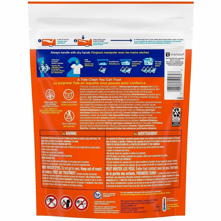 Tide PODS Laundry Detergent Pacs - For Laundry, Clothes - Concentrate - Spring Meadow Scent - Recommended For: Stain Remover - Blue - 31 / Bag