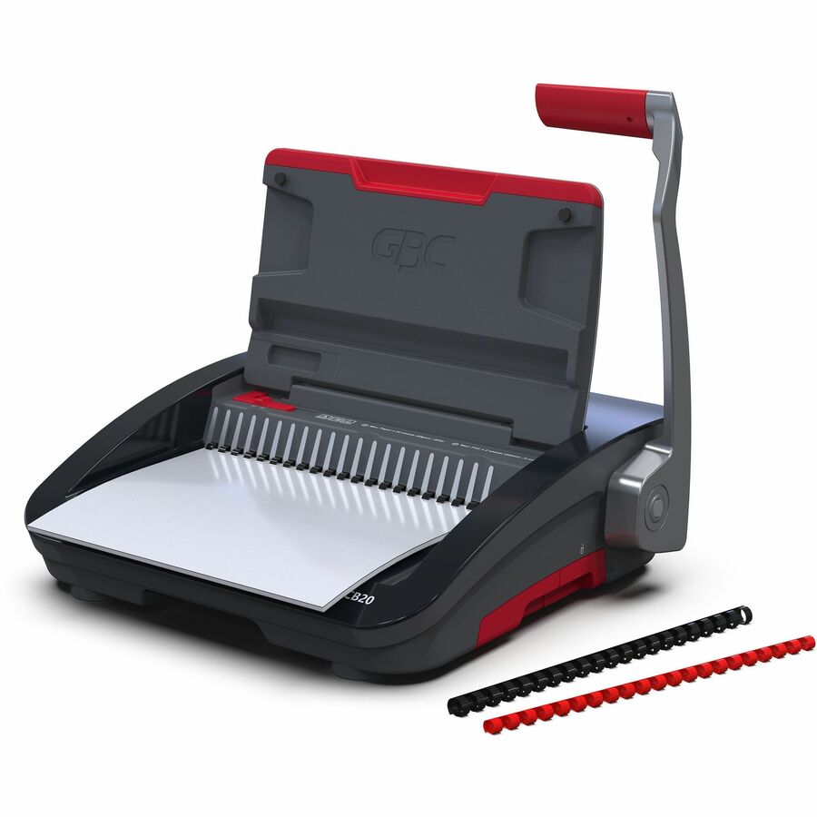 GBC CB20 CombBind Punch and Bind Machine - CombBind - 330 Sheet(s) Bind - 20 Punch - 5.4" Height x 19.4" Width x 16.9" Depth - Black, Red