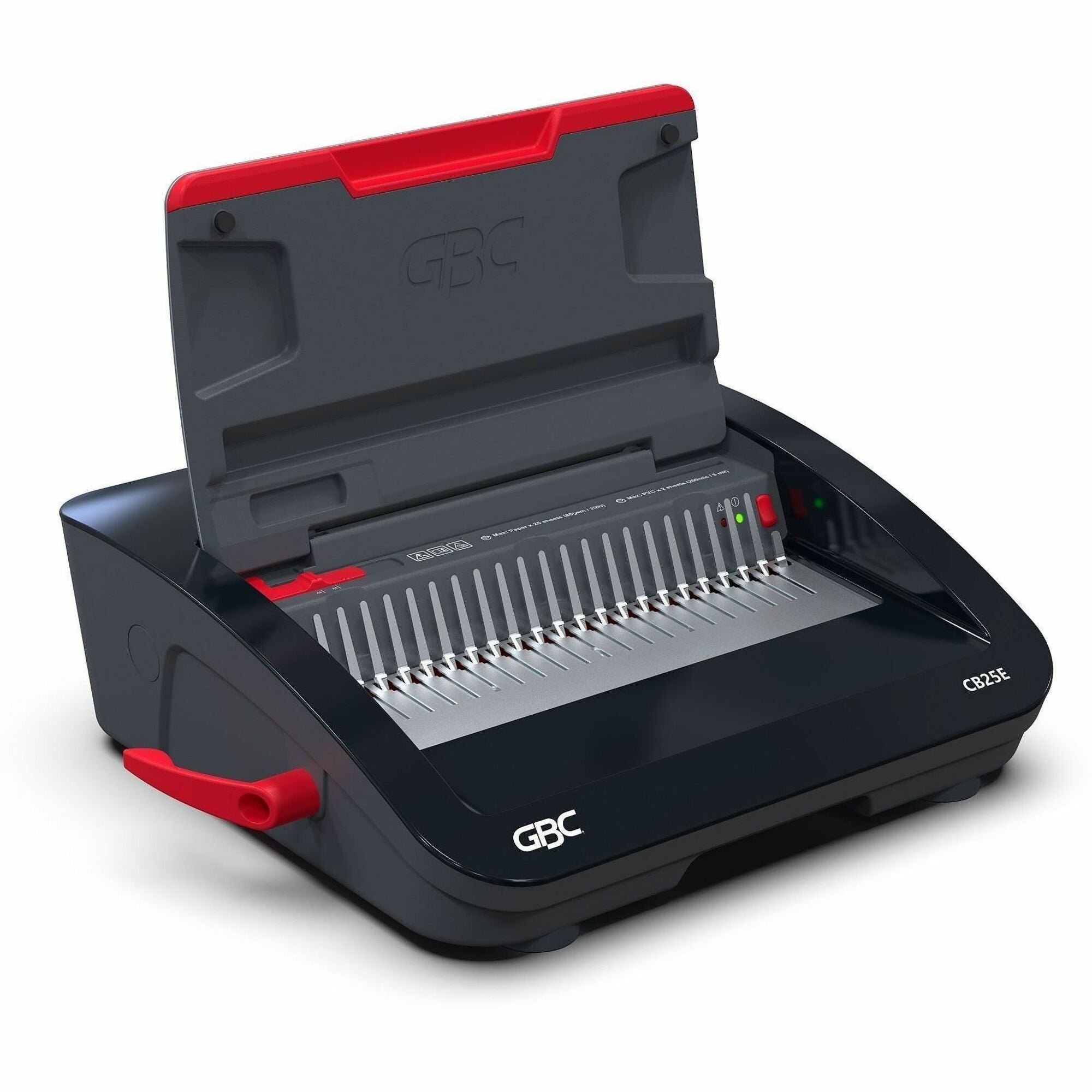 GBC CB25E CombBind Electric Punch and Bind Machine - CombBind - 500 Sheet(s) Bind - 25 Punch - 5.4" Height x 18.4" Width x 15.8" Depth - Black, Red