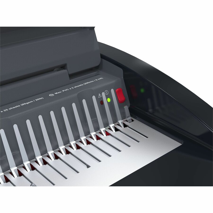 GBC CB25E CombBind Electric Punch and Bind Machine - CombBind - 500 Sheet(s) Bind - 25 Punch - 5.4" Height x 18.4" Width x 15.8" Depth - Black, Red