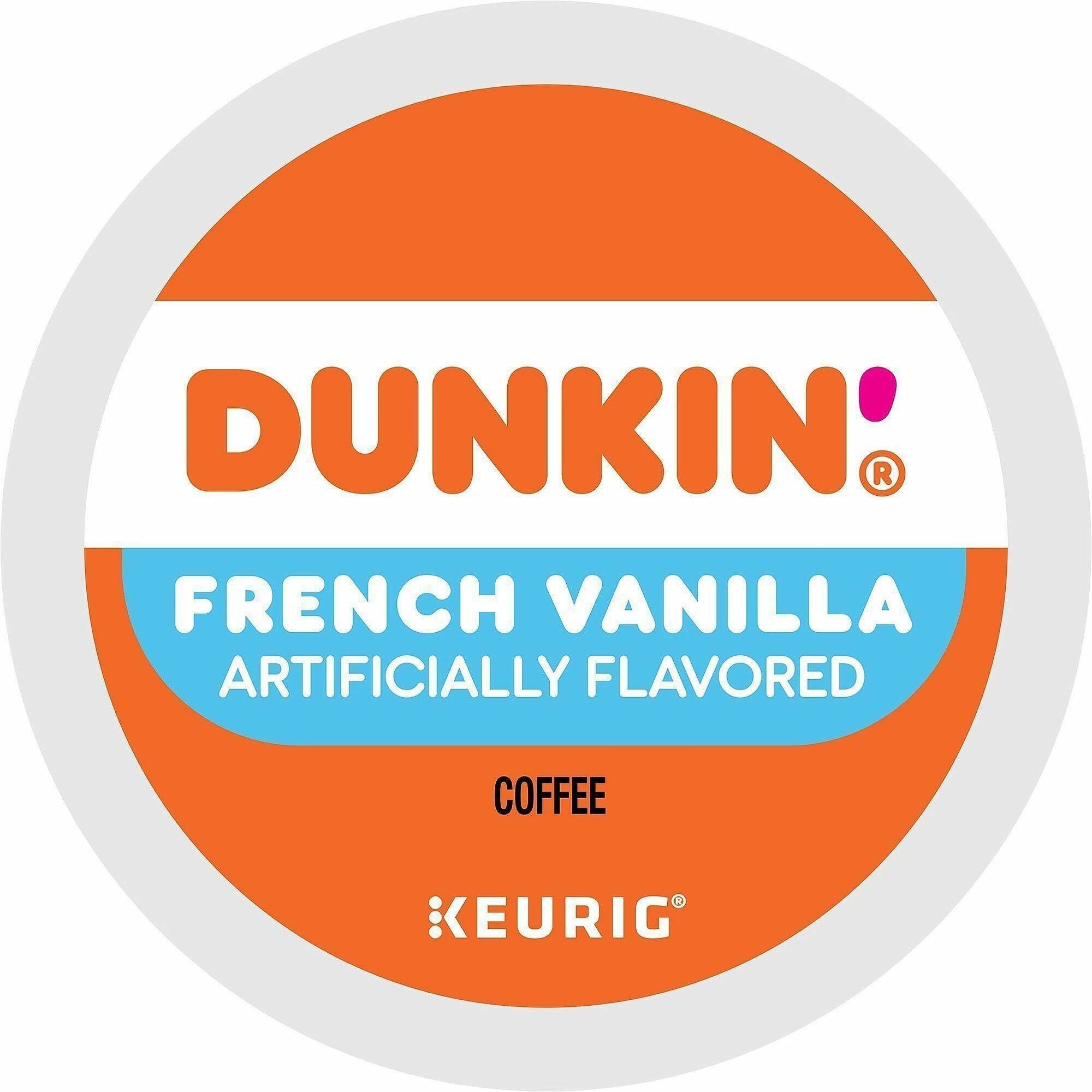 Dunkin'® K-Cup, Pod French Vanilla Coffee - Compatible with Keurig Brewer - Medium - 22 K-Cup - K-Cup, Pod - French Vanilla, Original Blend - Kosher - 4 / Carton